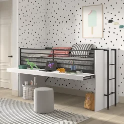 Lit mi-hauteur 90x200 sommier inclus Vipack Sam Blanc