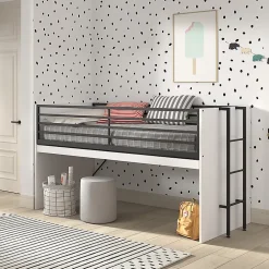 Lit mi-hauteur 90x200 sommier inclus Vipack Sam Blanc