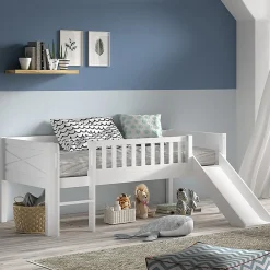 Lit mi-hauteur 90x200 toboggan et sommier inclus Vipack Scott Blanc