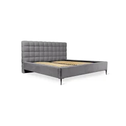 Lit MILLIO Gris anthracite 140x200 cm Tissu chenille bouclé Sommier inclus Confort hôtel 5 étoiles