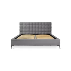 Lit MILLIO Gris anthracite 140x200 cm Tissu chenille bouclé Sommier inclus Confort hôtel 5 étoiles