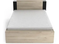 Lit modulable 140 x 190/200 cm avec rangements - Coloris : Naturel et noir - ERALIA