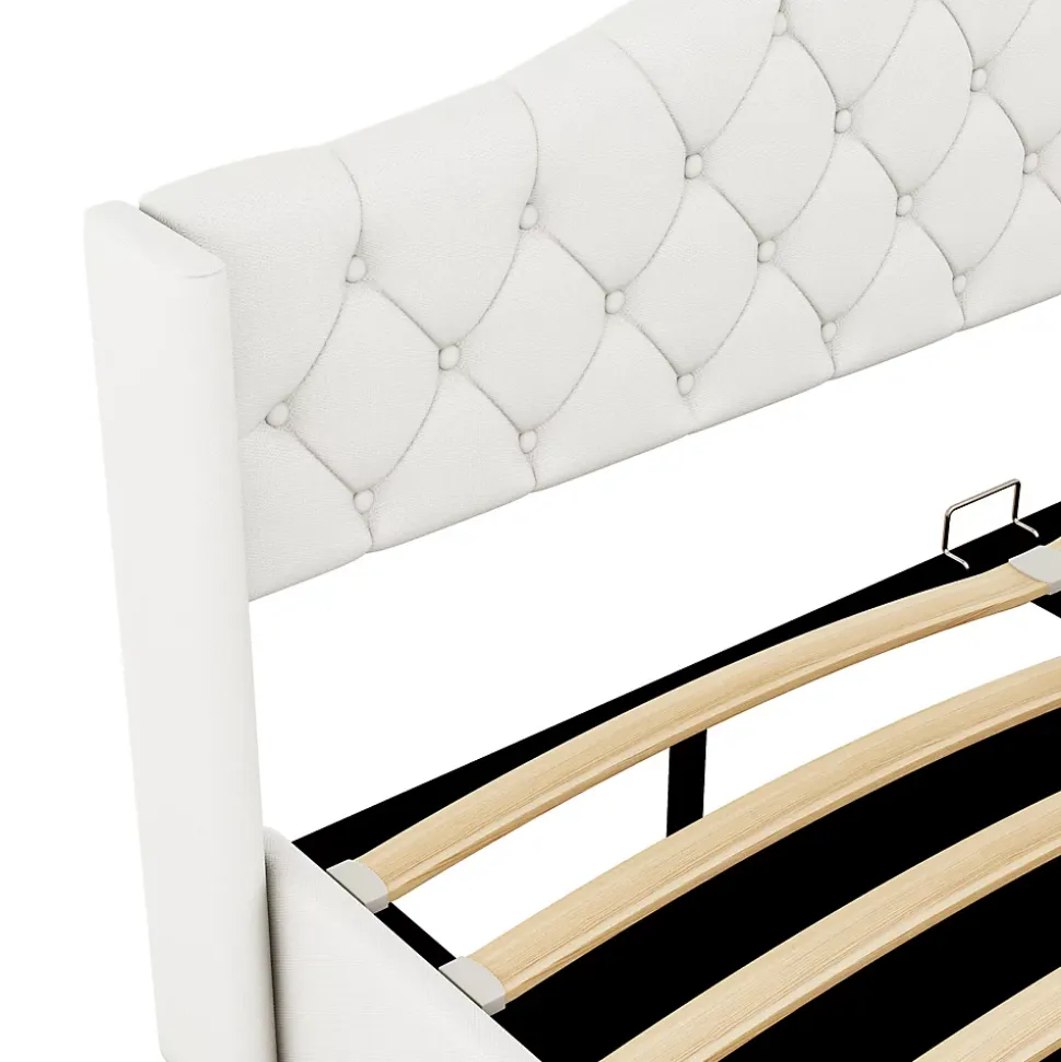 Lit multifonction 180x200cm avec stockage hydraulique, Beige