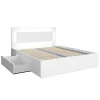 Lit NOFI 160 x 200 cm avec sommier et 2 tiroirs de rangement - blanc