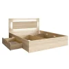 Lit NOFI 160 x 200 cm avec sommier et 2 tiroirs de rangement - coloris chene sonoma