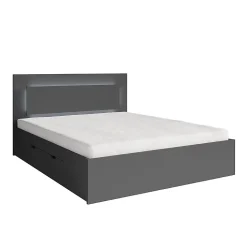 Lit NOFI avec sommier 180 x 200 cm avec 2 tiroirs de rangement - gris graphite