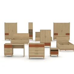 Lit NOKI 180x200 cm chene clair et moka Style scandinave sans sommier