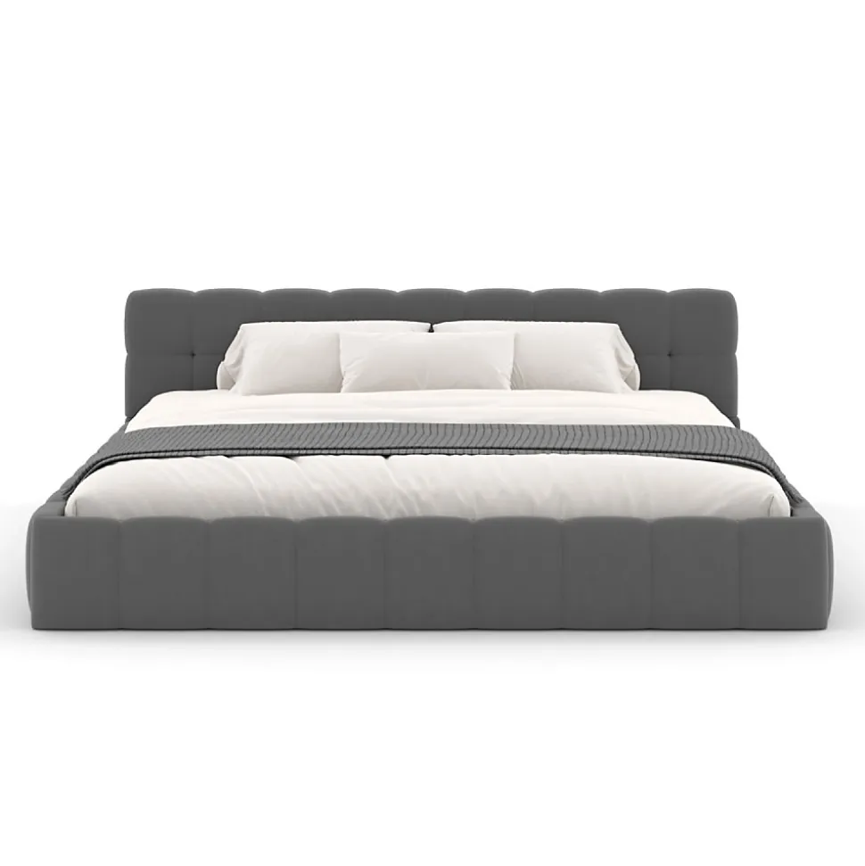 Lit nuage 160x200cm en velours gris - KANSAS