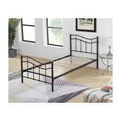 Lit ODETTE 90x200 cm en métal coloris noir avec sommier.