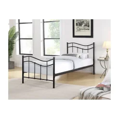 Lit ODETTE 90x200 cm en métal coloris noir avec sommier.