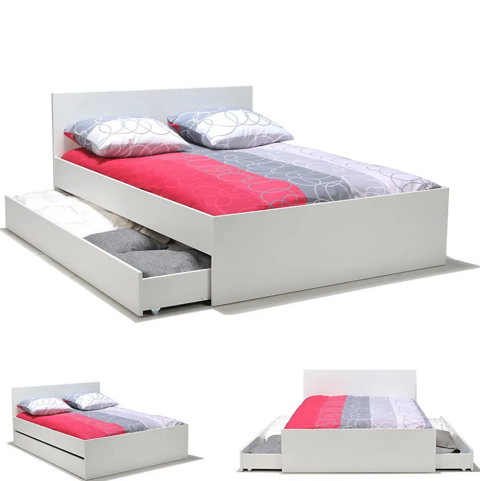 Lit OSLO 140x190 + 2 tiroirs / Blanc