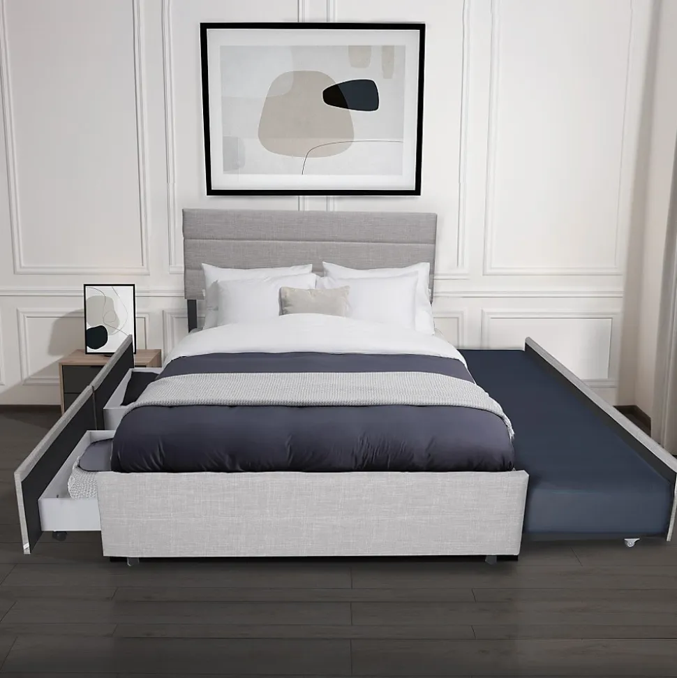 Lit PALERMO 140x200 +1 sommier+2 tiroirs+1 tiroir lit 90x190 / Gris clair