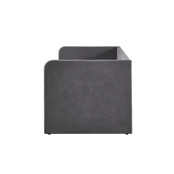 Lit PARME 90x200 cm Tissu gris Sommier inclus Design moderne et structure robuste