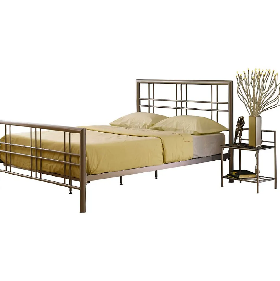 Lit PAXOS 160x200 cm en métal coloris gris argenté avec sommier.