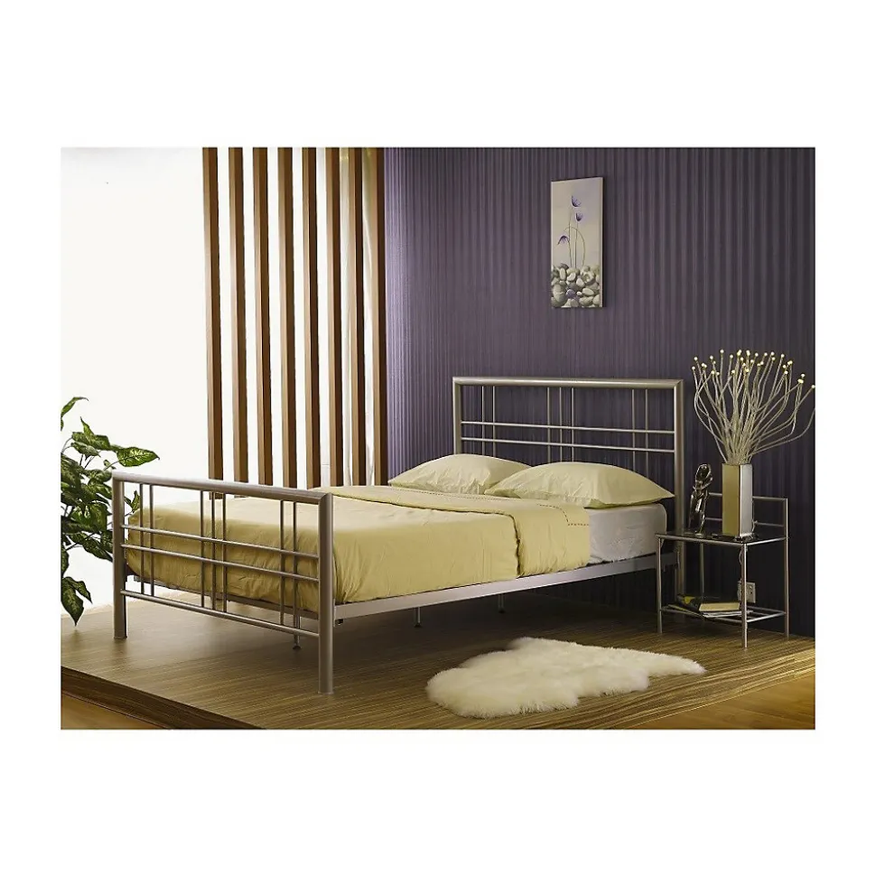 Lit PAXOS 160x200 cm en métal coloris gris argenté avec sommier.