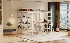 Lit Plat 160x200cm, Rembourré, LED Ambiant, USB, Grande Capacité de Rangement, Gris