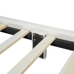 Lit Plat 140x200cm, Rembourré, LED Ambiant, USB, Grande Capacité de Rangement, Blanc