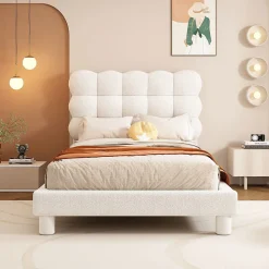 Lit Plat 90x200cm Tête Réglable 3 Positions Rose Blanc Blackcolors