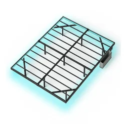 Lit plateforme métal 140x200 cm, style japonais, LED, sans tête de lit - noir