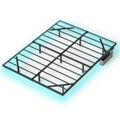 Lit plateforme métal 160x200 cm, style japonais, LED, sans tête de lit - noir