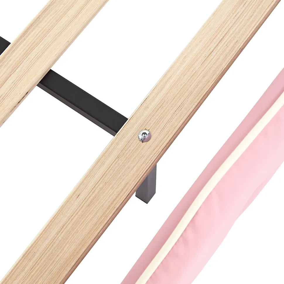 Lit Polster 90x200 cm, tête couronne, LED, cadre métal, rose,blanc