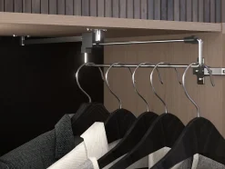 Lit pont 140 x 190 cm avec rangements - Avec LEDs - Coloris : Naturel et noir + Sommier - VELONA