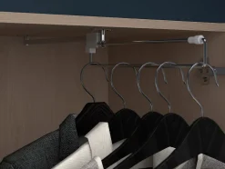 Lit pont 140 x 190 cm avec rangements - avec LEDs - Coloris : Naturel et blanc brillant + Sommier + Matelas - VELONA