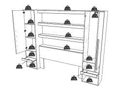 Lit pont 160 x 200 cm avec rangements - Avec LEDs - Coloris : Naturel et noir + Sommier + Matelas - VARLY