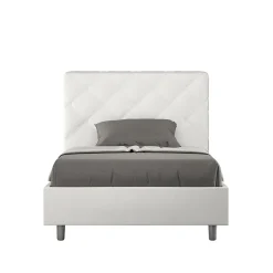 Lit Priya en simili cuir blanc avec sommier tapissé 140x210