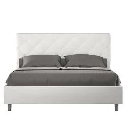 Lit Priya en simili cuir blanc avec sommier tapissé 160x210