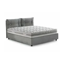 Lit queen size Dabbadi, Lit coffre avec revêtement en tissu, Ouverture frontale, avec matelas 120x190 cm inclus, Gris