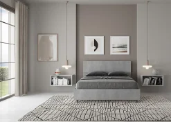 Lit rangement béton Demas 140x200 avec tête de lit inclinée