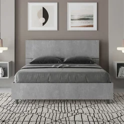 Lit rangement béton Demas 140x200 avec tête de lit inclinée