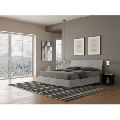 Lit rangement béton Demas 160x190 avec tête de lit inclinée