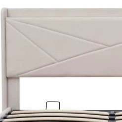 Lit rembourré double 180X200, USB type C, lin Blackcolors