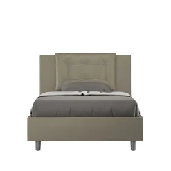 Lit rembourré en simili cuir Annalisa cappuccino sans sommier 120x190