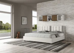 Lit rembourré en simili cuir blanc Annalisa sans sommier 200x210