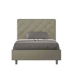 Lit rembourré en simili cuir Priya cappuccino sans sommier 120x200