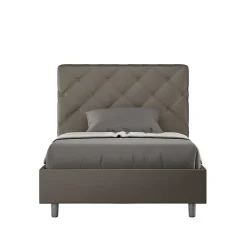 Lit rembourré en simili cuir Priya cappuccino sans sommier 140x210