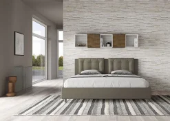 Lit rembourré en simili cuir Annalisa cappuccino sans sommier 180x200