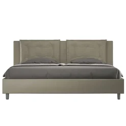 Lit rembourré en simili cuir Annalisa cappuccino sans sommier 180x200