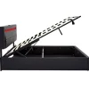 Lit rembourré hydraulique lit coffre lit 140x200 cm lit de rangement lit connexion usb lit eclairage led lit double pu noir