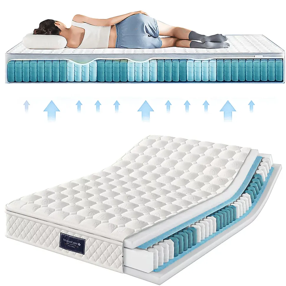 Lit rembourré hydraulique 160x200cm, lit double, tête de lit de rangement avec port usb et type c, lin, gris, avec matelas