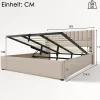 Lit rembourré hydraulique lit coffre lit 180x200 cm lit de rangement lit en métal lit cadre à lattes en bois lit double lin beige