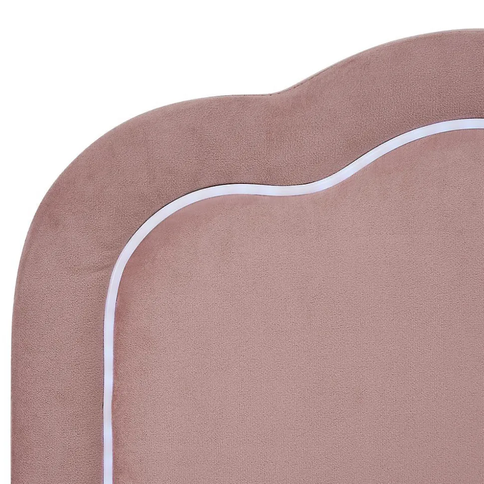 Lit rembourré LED 90 x 200 cm, tête de lit réglable, rose, Blackcolors