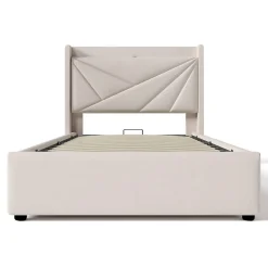 Lit rembourré, lit simple 90 x 200 cm, USB Type-C, lin Blackcolors