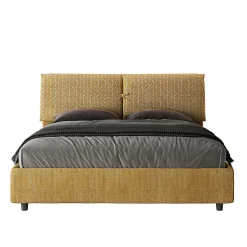 Lit rembourré sans sommier 160x200 Aragona 3 tissu Mados jaune