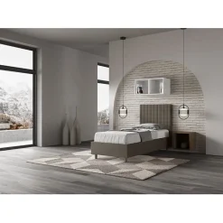 Lit rembourré sans sommier 80x200 Sunny cappuccino simili cuir