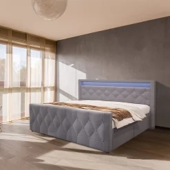 Lit rembourré VELARA gris foncé