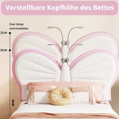 Lit Rembourré 90x200 cm, Cadre de lit Simple avec sommier à Lattes, Cadre de lit pour Enfants, Adolescents, Adultes, Velours, Pink